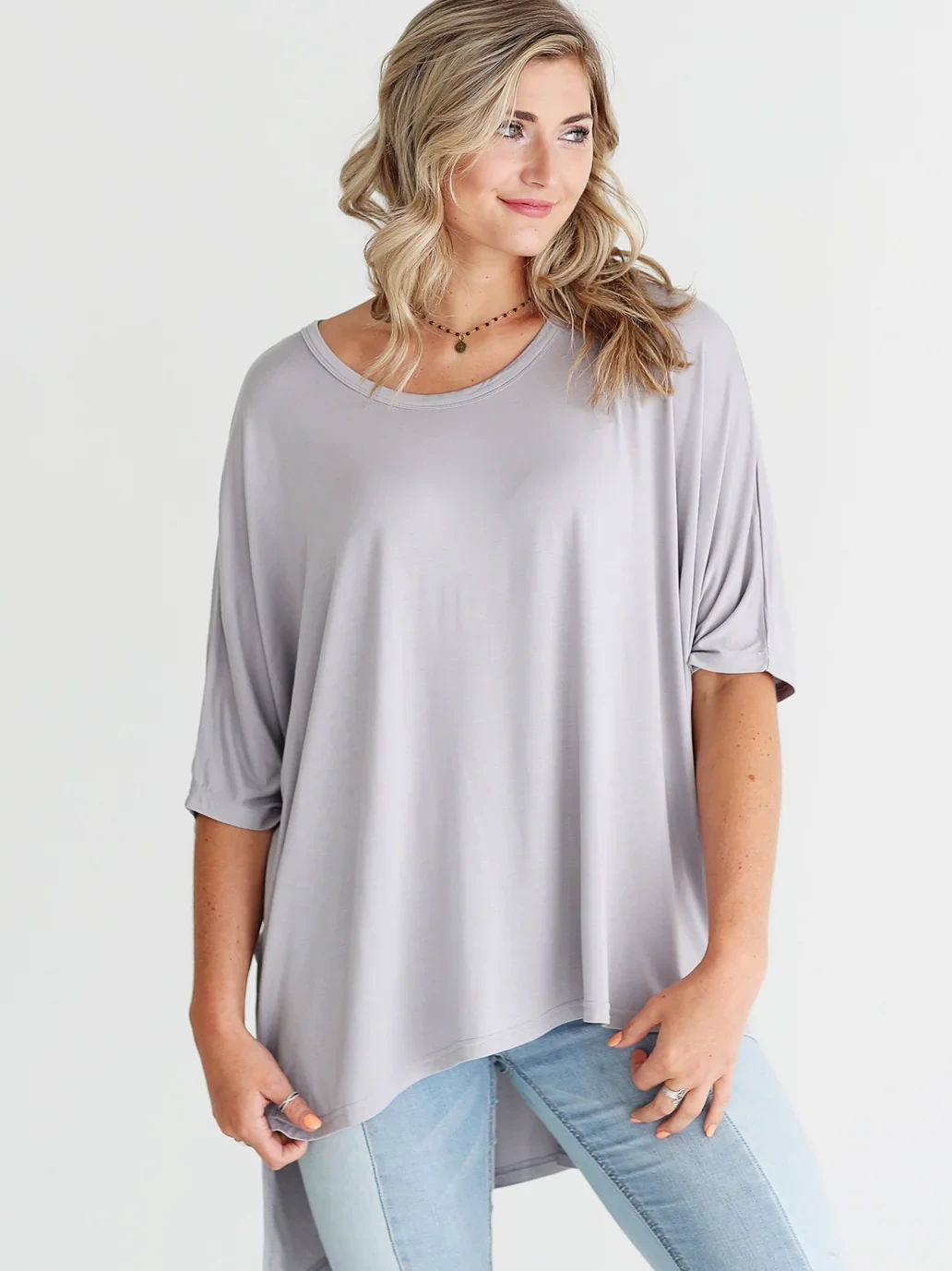 Dove Gray Dolman Sleeve
