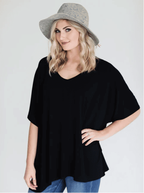 Black DLMN Slouchy Oversized Top 