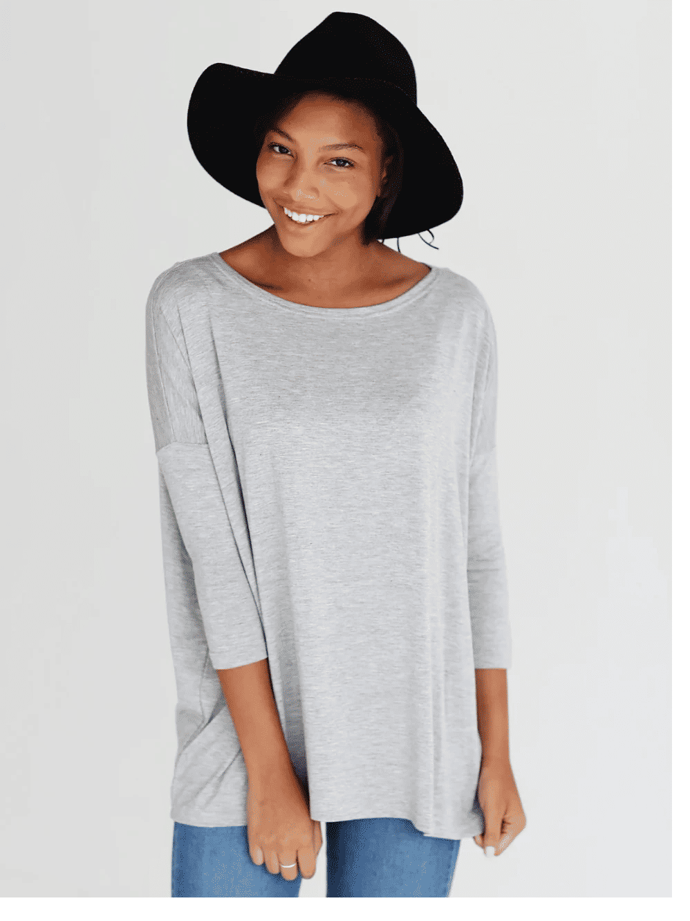 Heather Gray 3/4 Sleeve Top