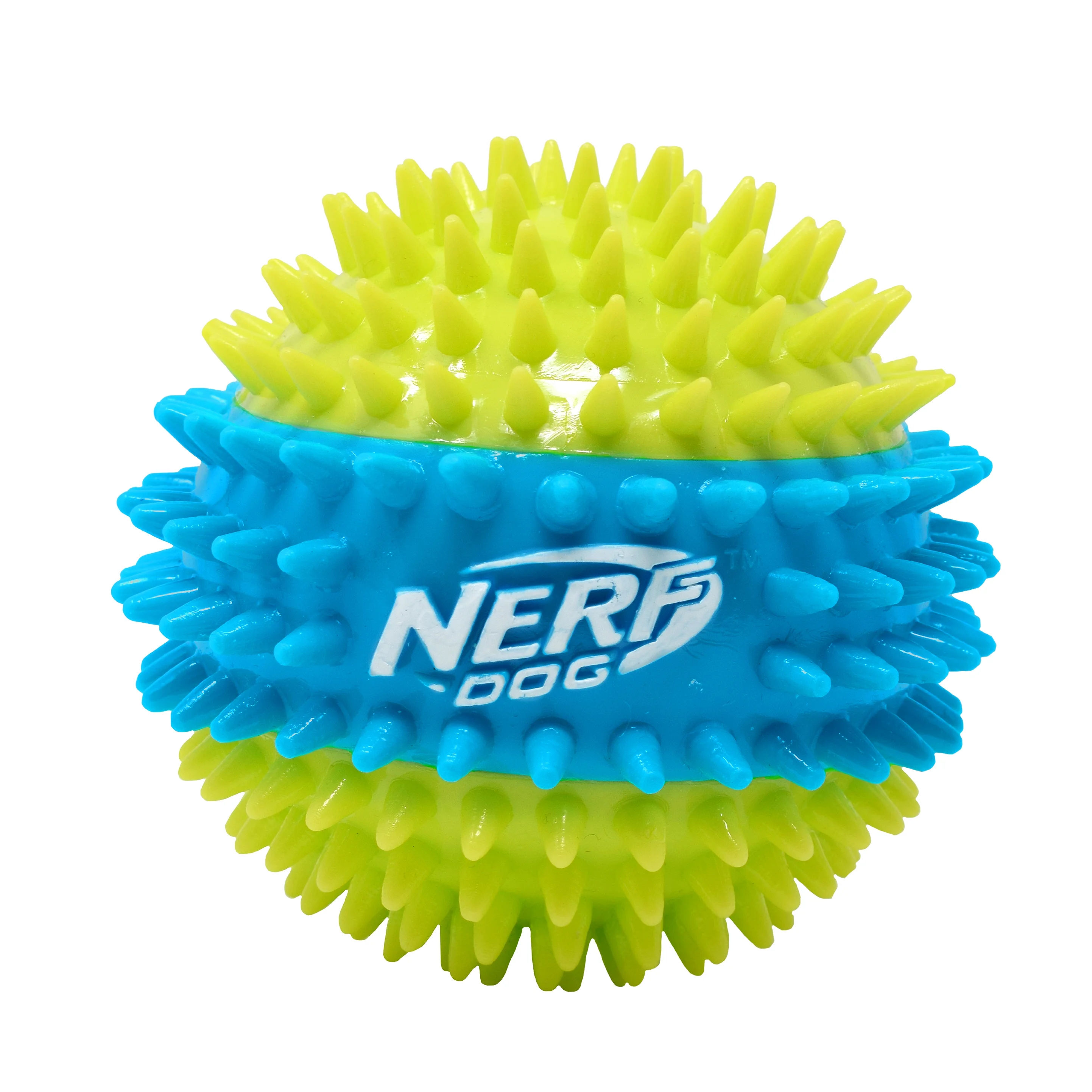 Nerf Dog Translucent TPR 3-Part Spike LED & Squeak Dog Ball Toy