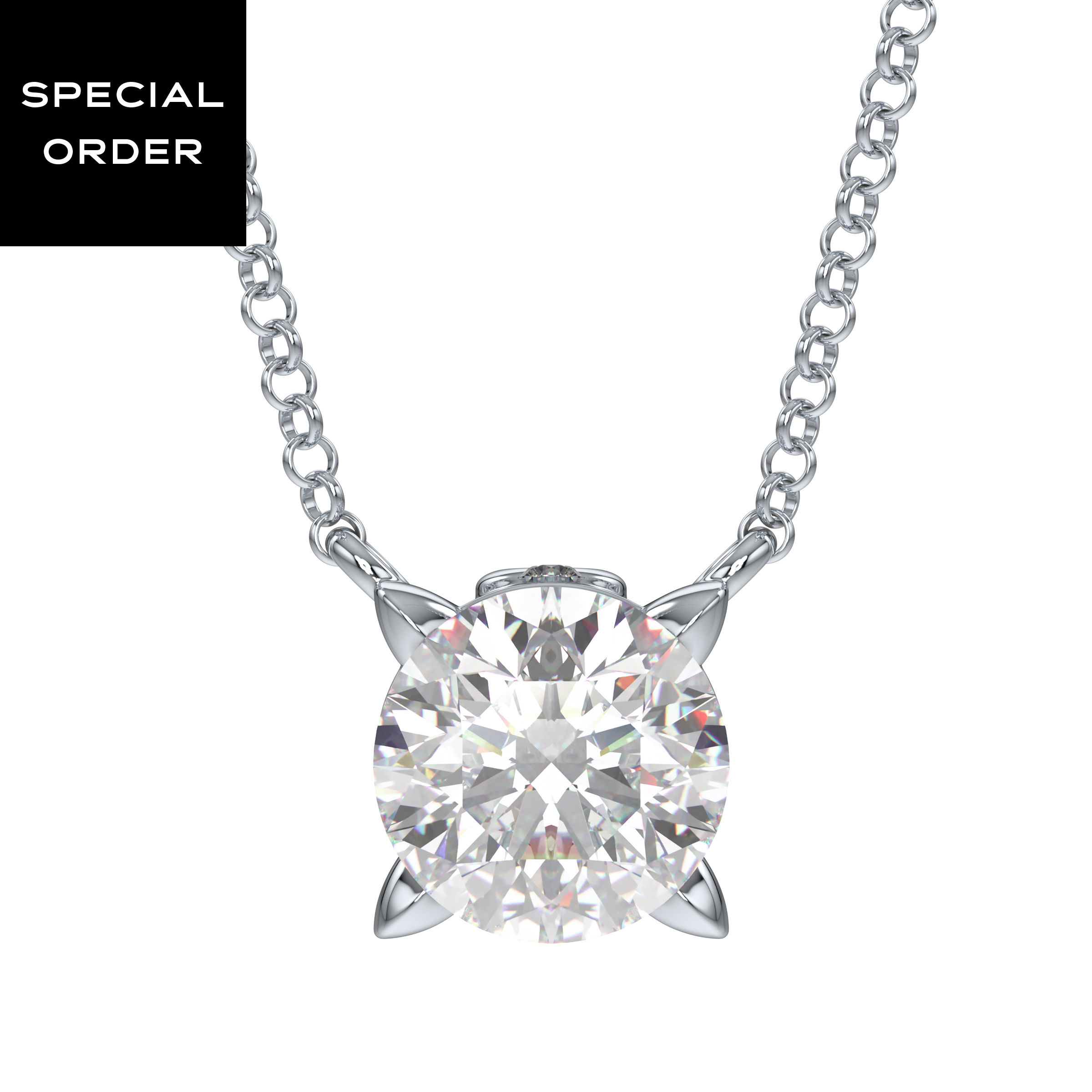Eternity Solitaire Pendant, Lab-Grown Diamonds, 1.5 ct, 14K White Gold