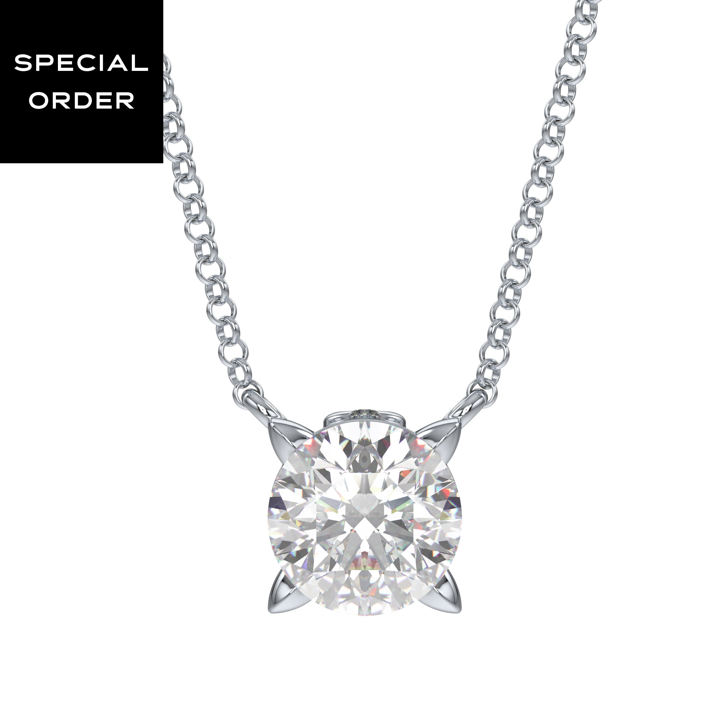 Eternity Solitaire Pendant, Lab-Grown Diamonds, .75 ct tw, Round, 14K White Gold