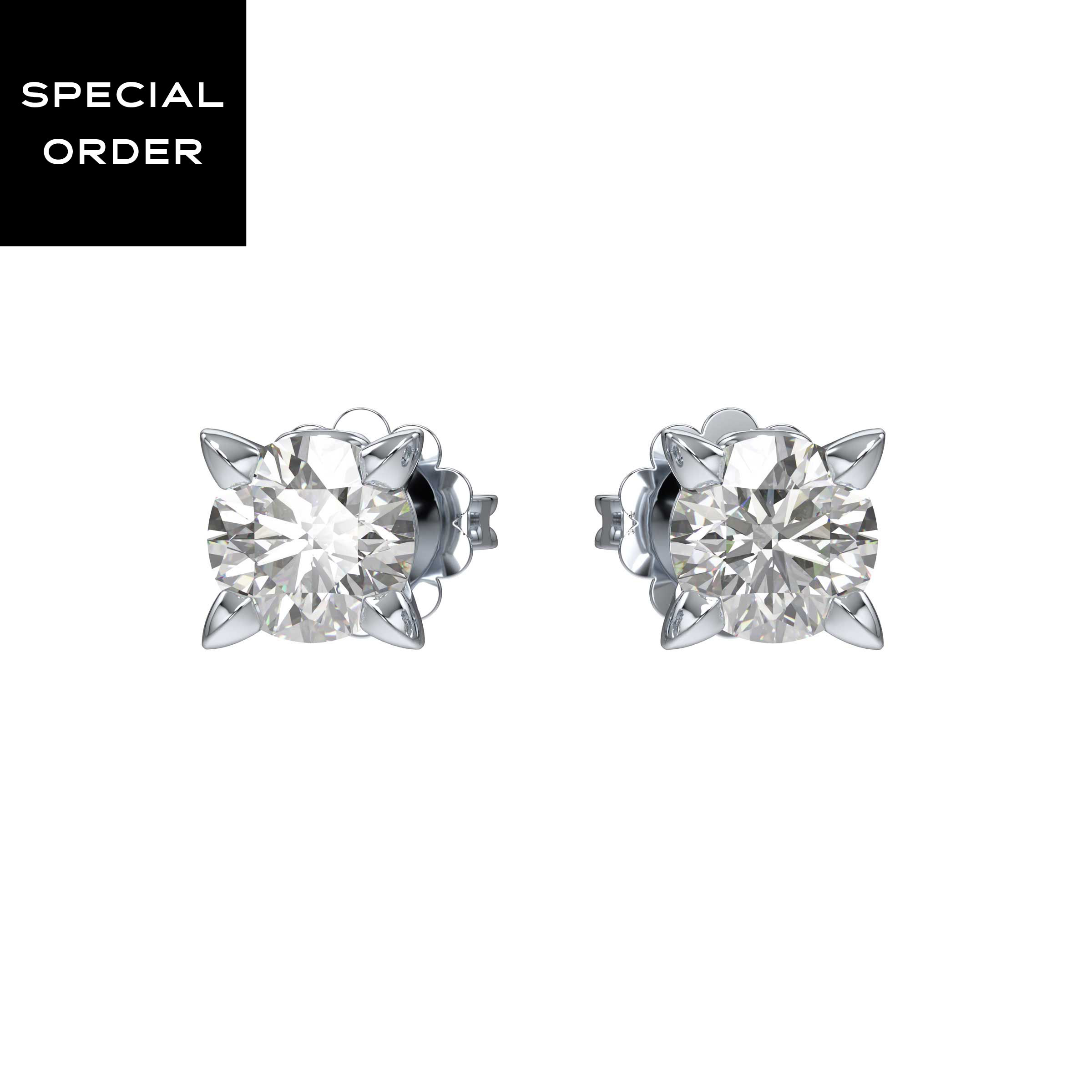 Eternity Solitaire Stud Earrings, Lab-Grown Diamonds, 0.75 ct tw, 14K White Gold