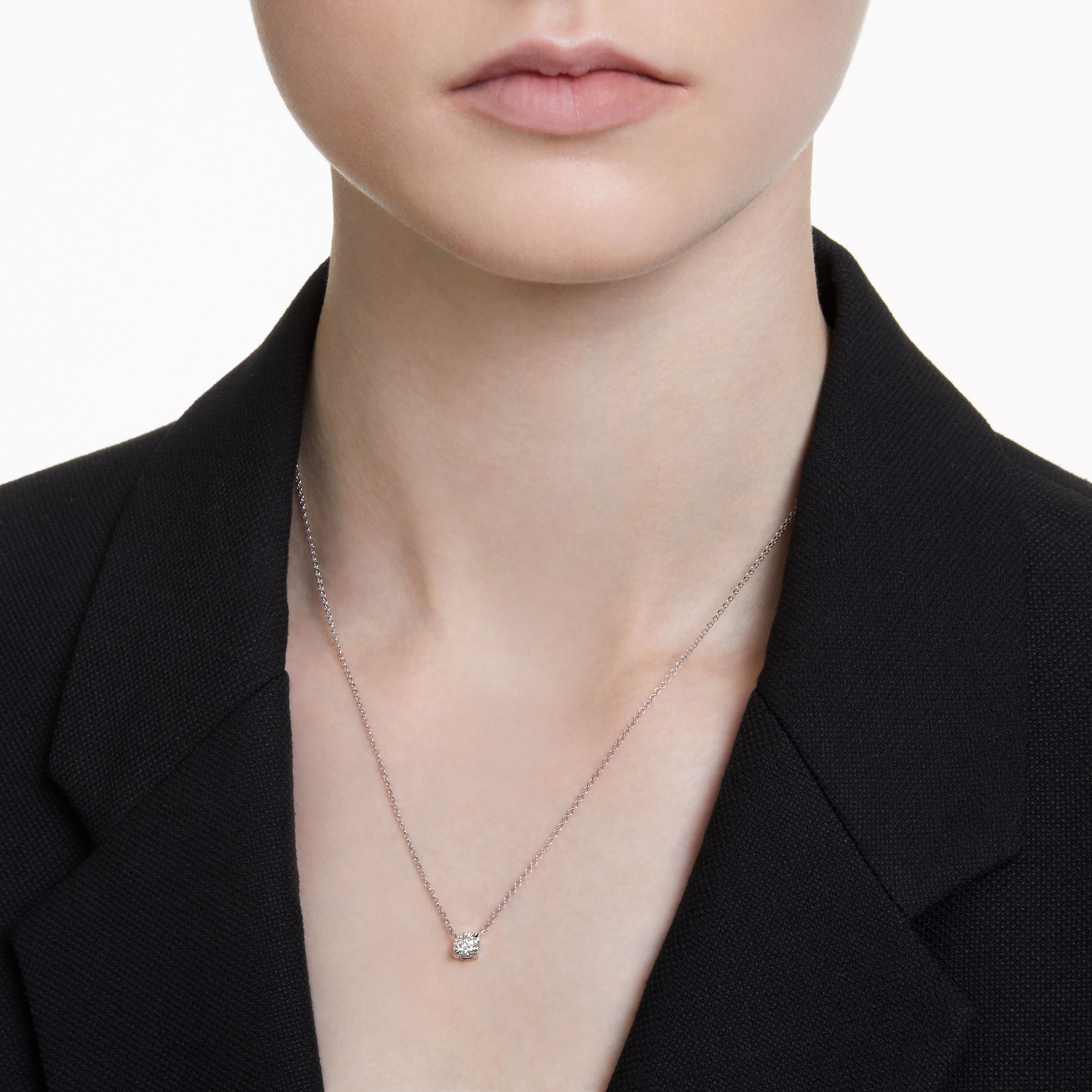 Eternity Solitaire Pendant, Lab-Grown Diamonds, .50 ct tw, Round, 14K White Gold — view 2
