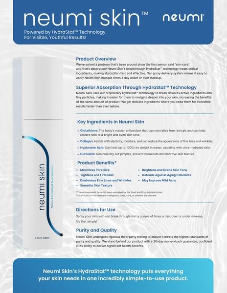 Neumi Skin Product Information Sheet