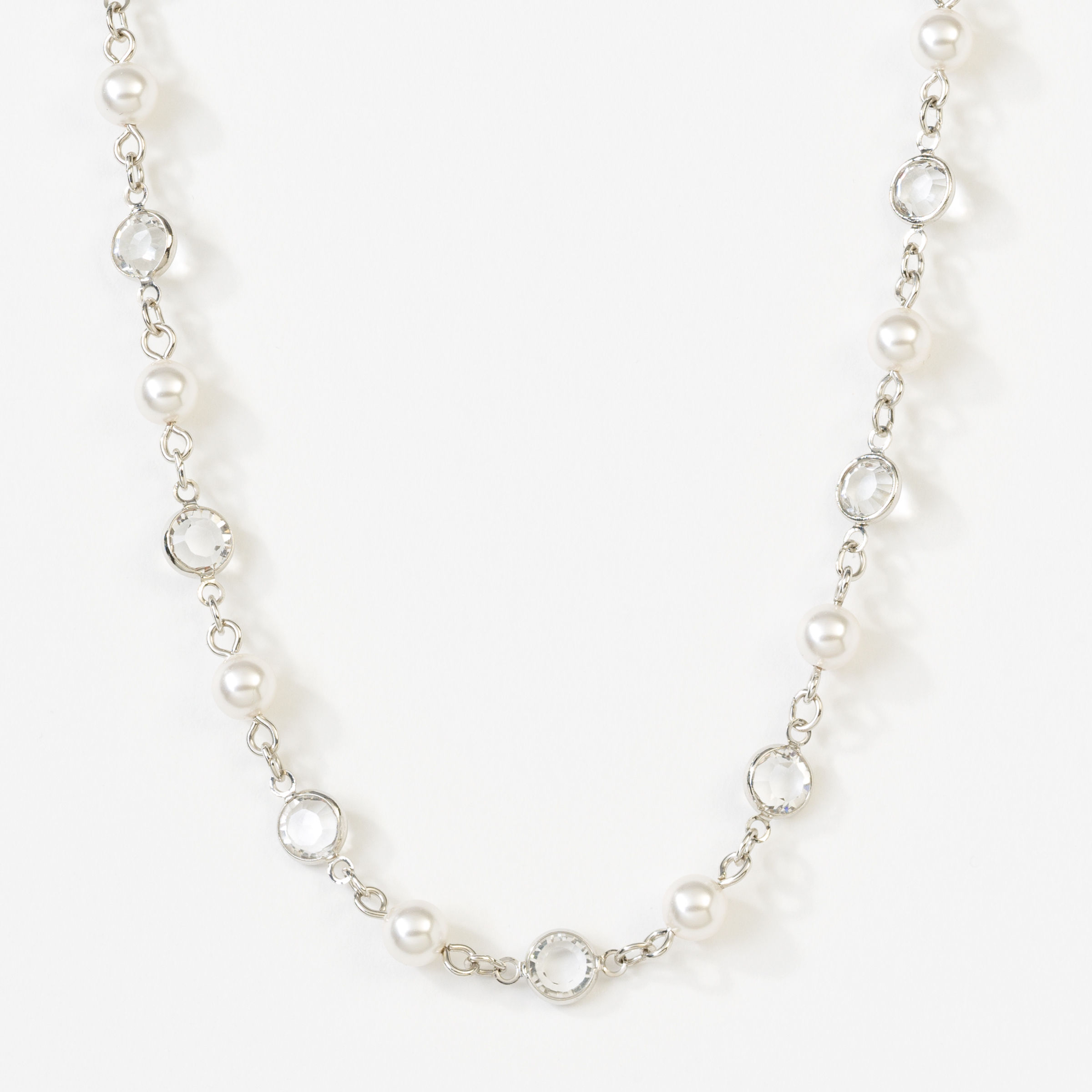 Chanelle and Crystal Pearl Necklace, White