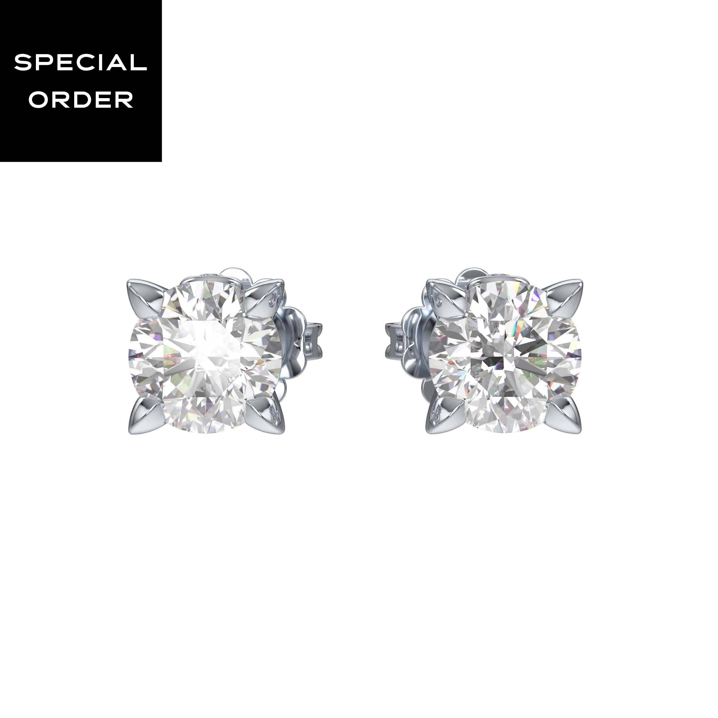 Eternity Solitaire Stud Earrings, Lab-Grown Diamonds,1 ct tw, 14K White Gold