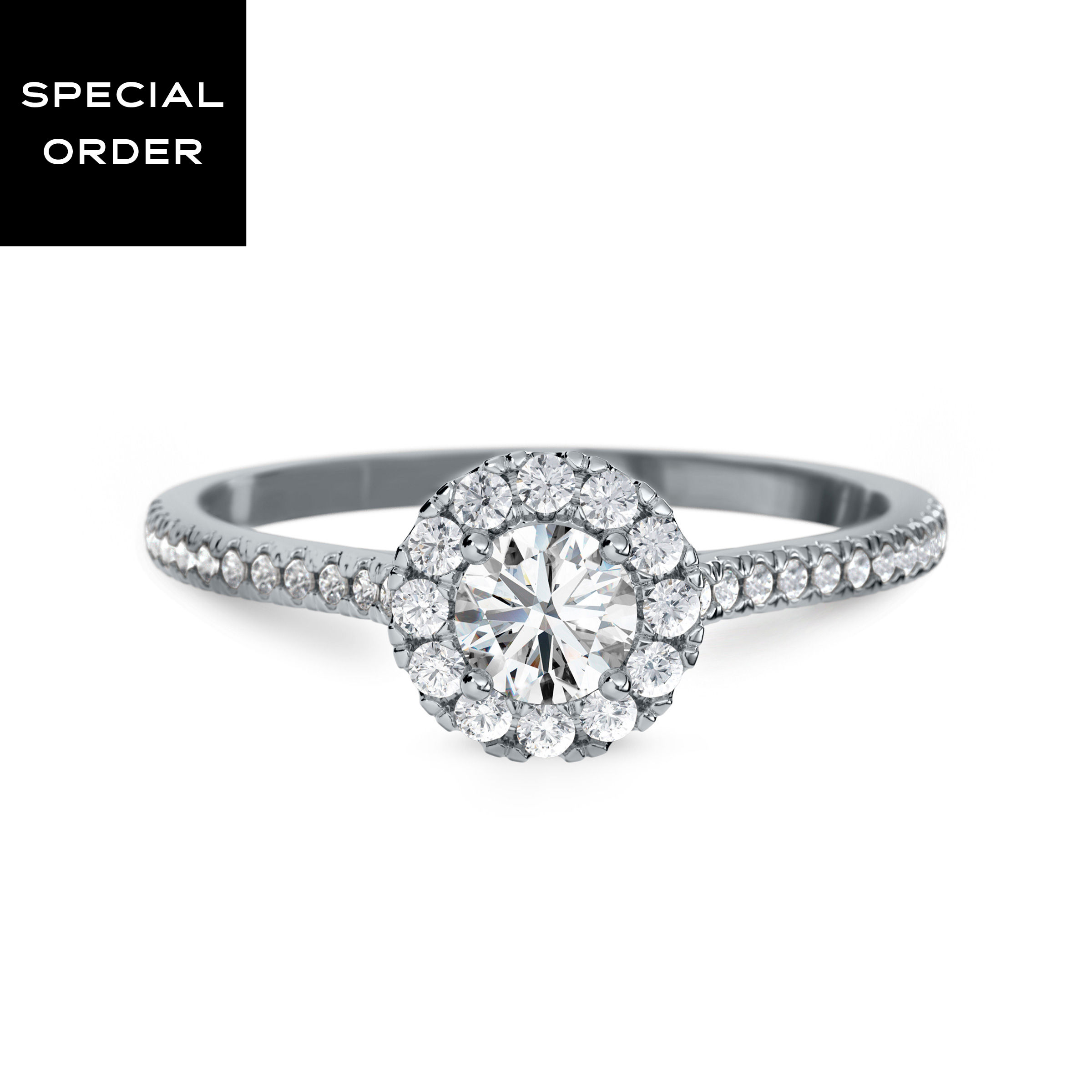 Signature Ring, Lab-Grown Diamonds, .50 TCW, Round, 14K White Gold
