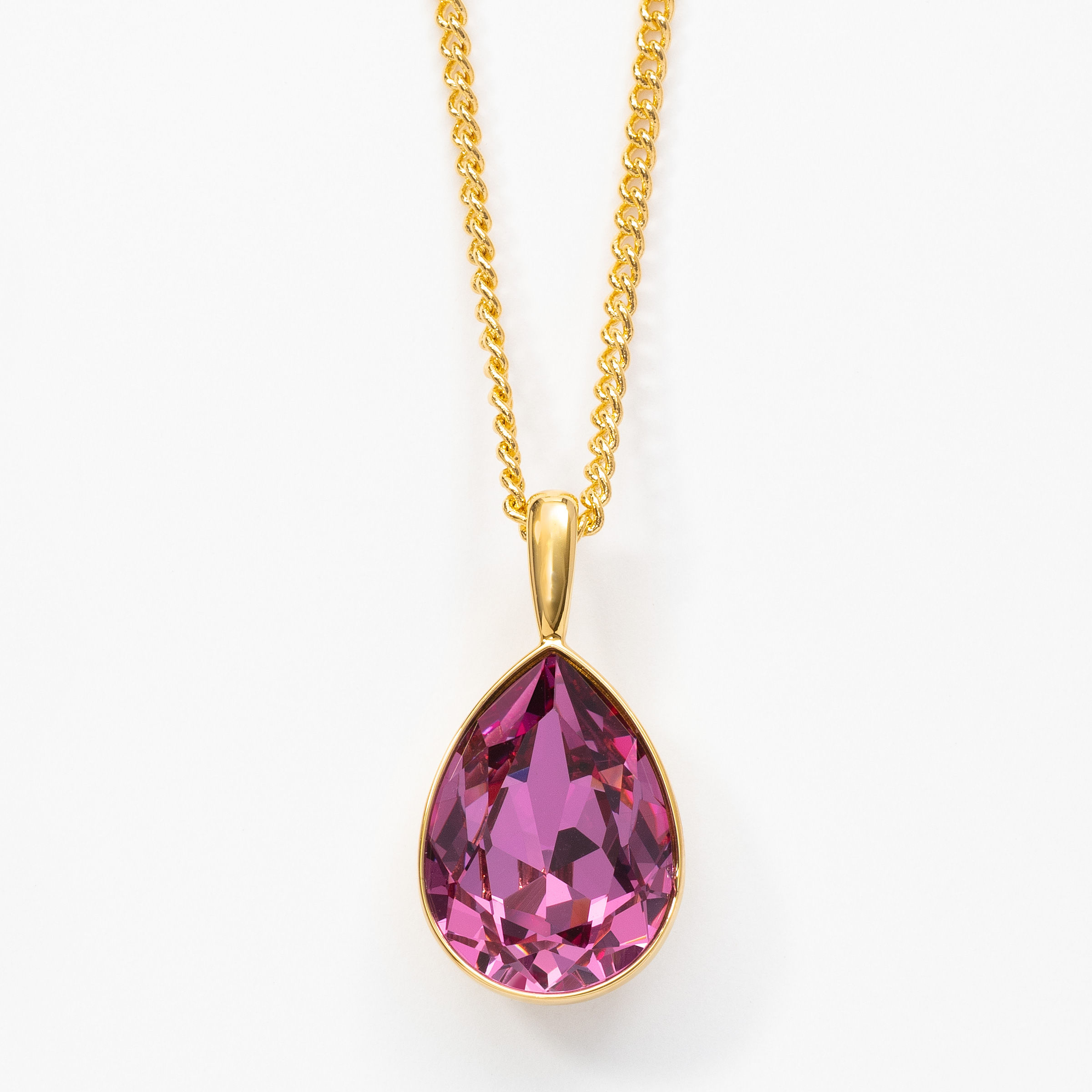 Golden Dark Rose Drop Necklace