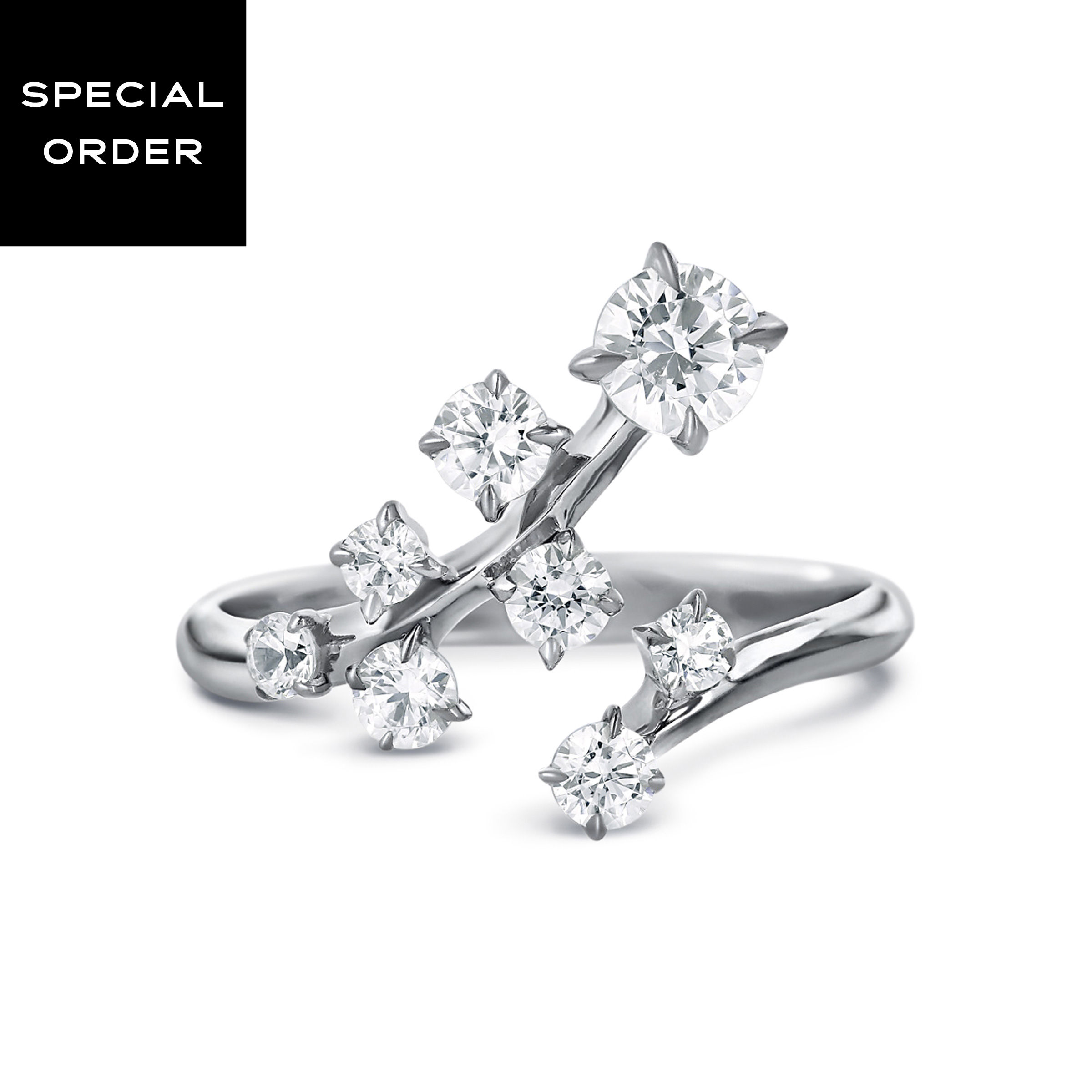 Intimate Ring, Eight Stone, Lab-Grown Diamonds, .98 ct tw, 18K White Gold