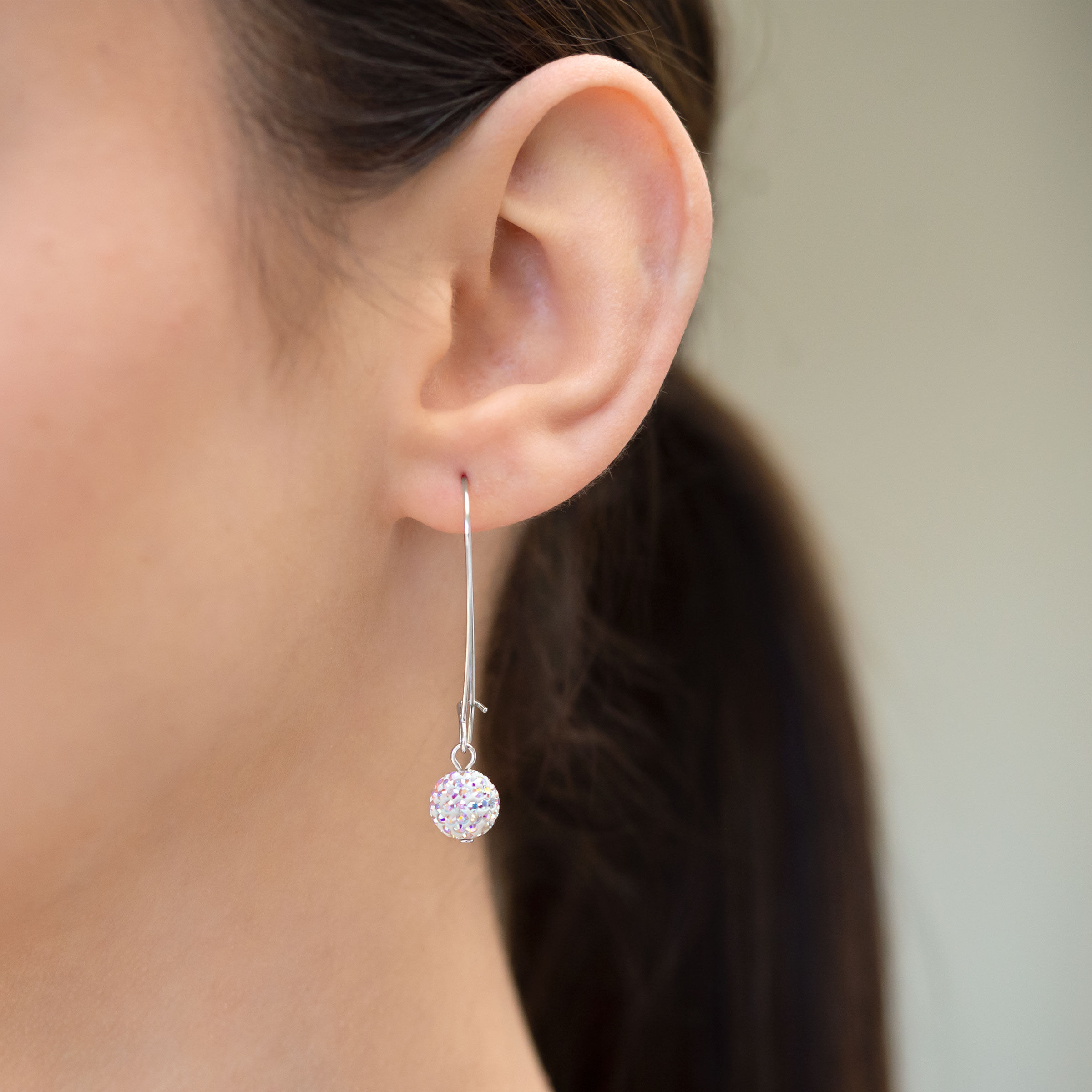 Pavé Ball Earrings, Crystal Aurore Boreale — view 2