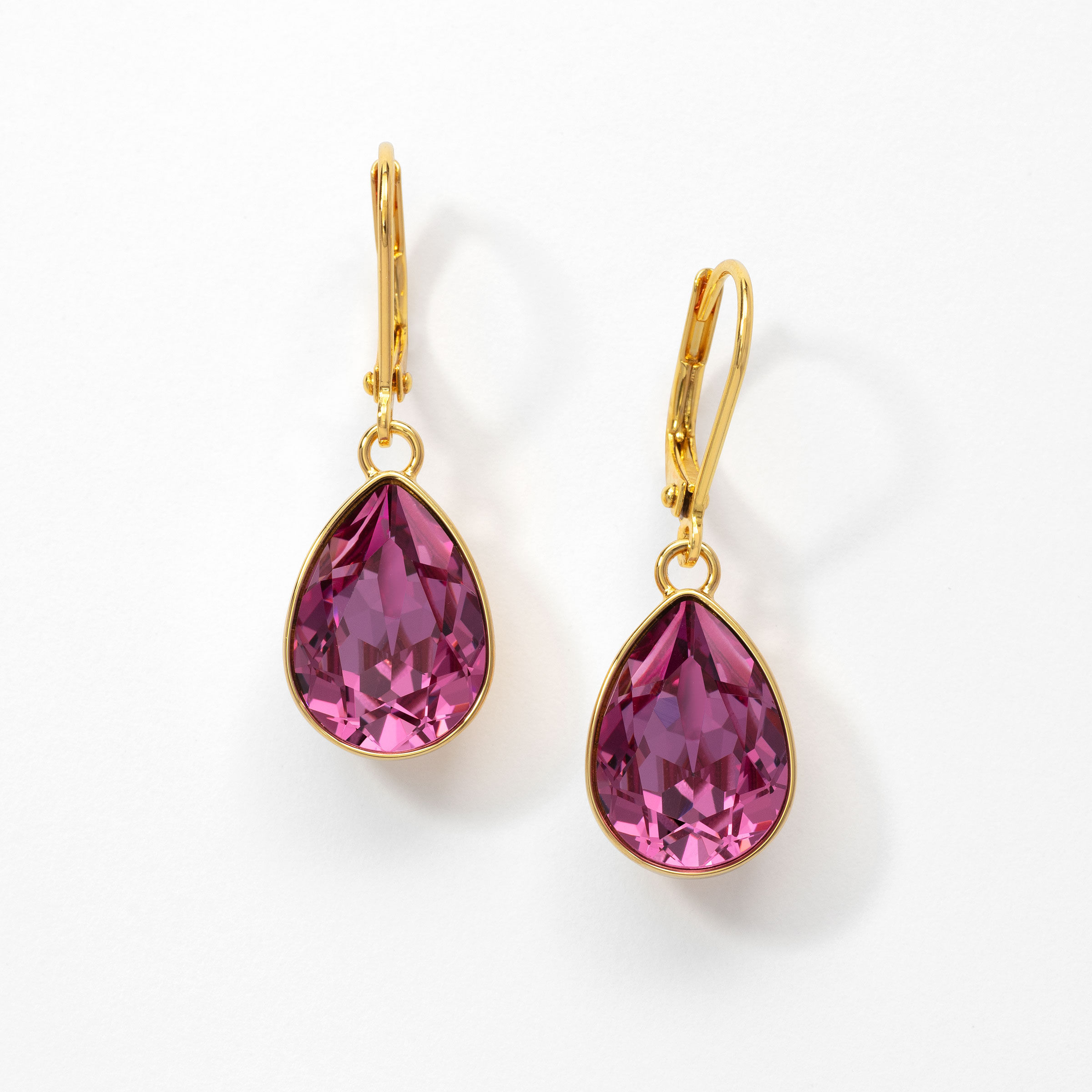 Golden Dark Rose Drop Earrings