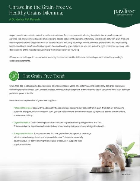 Grain-Free & Healthy Grains Info Sheet