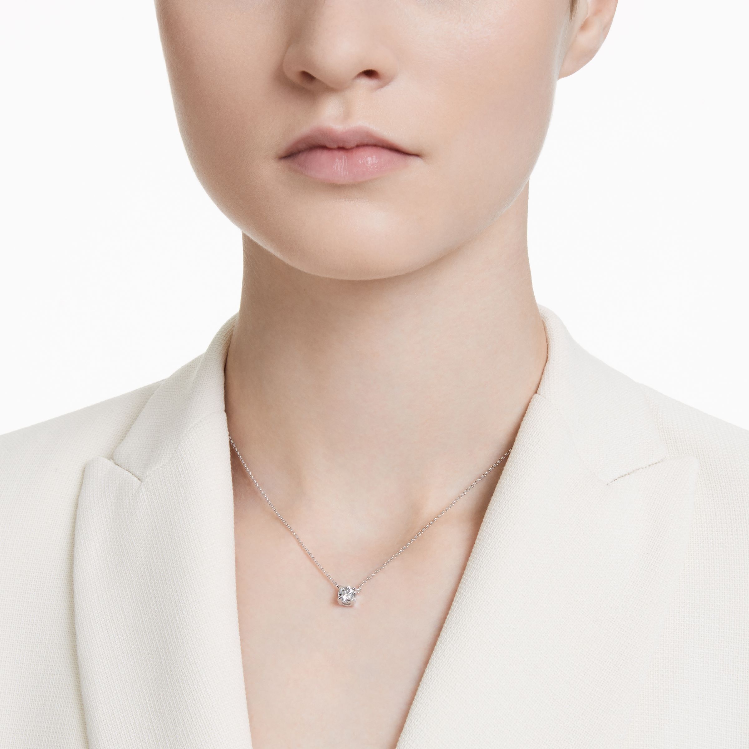 Eternity Solitaire Pendant, Lab-Grown Diamonds, .75 ct tw, Round, 14K White Gold — view 2