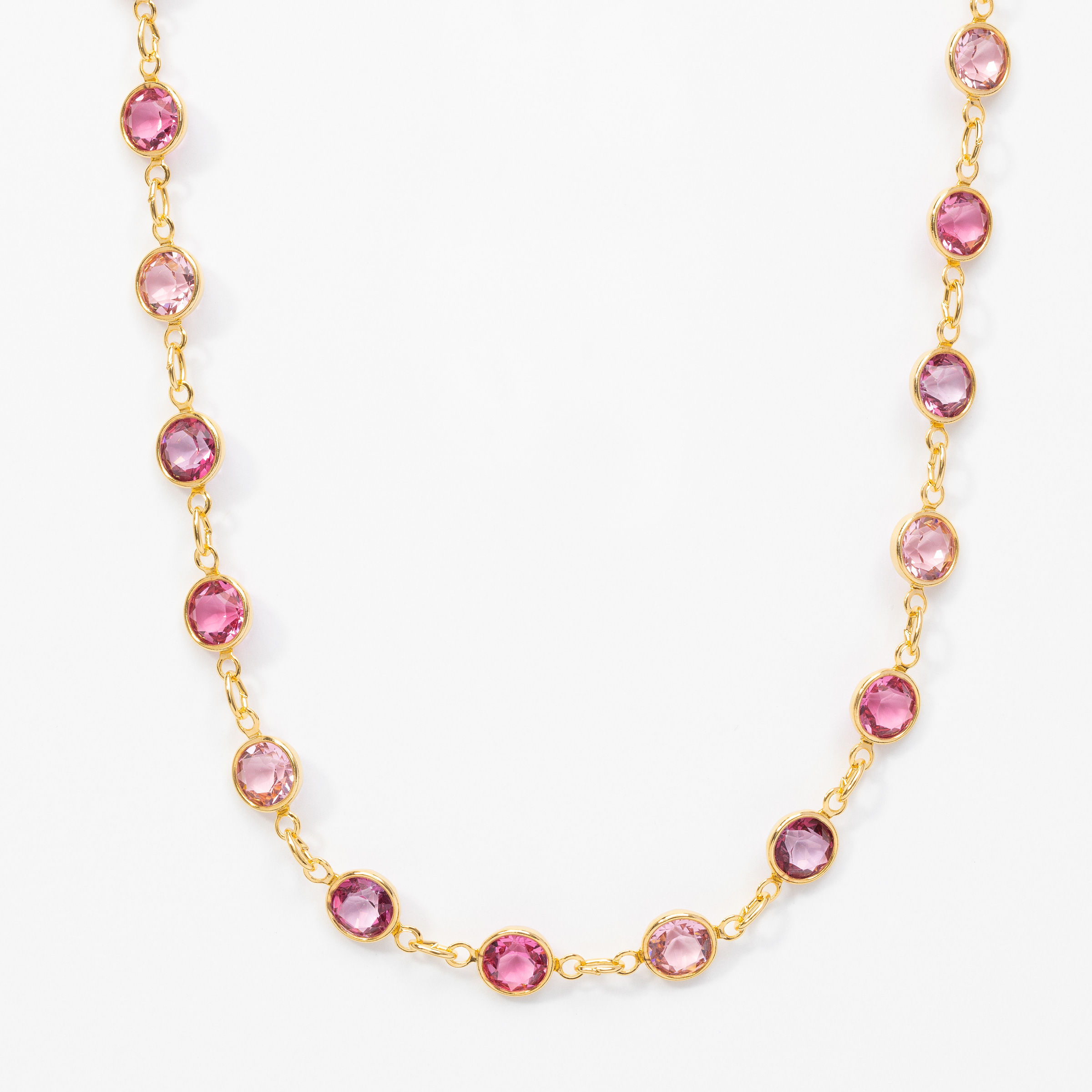 Gold Chanelle Necklace, Pink