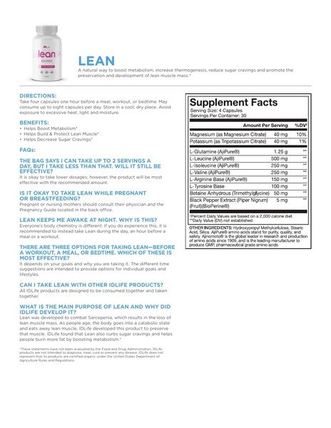 Lean BCAA I Product Information
