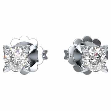 Eternity Solitaire Studs, Lab Grown Diamonds, 0.25 ct tw, 14K White Gold