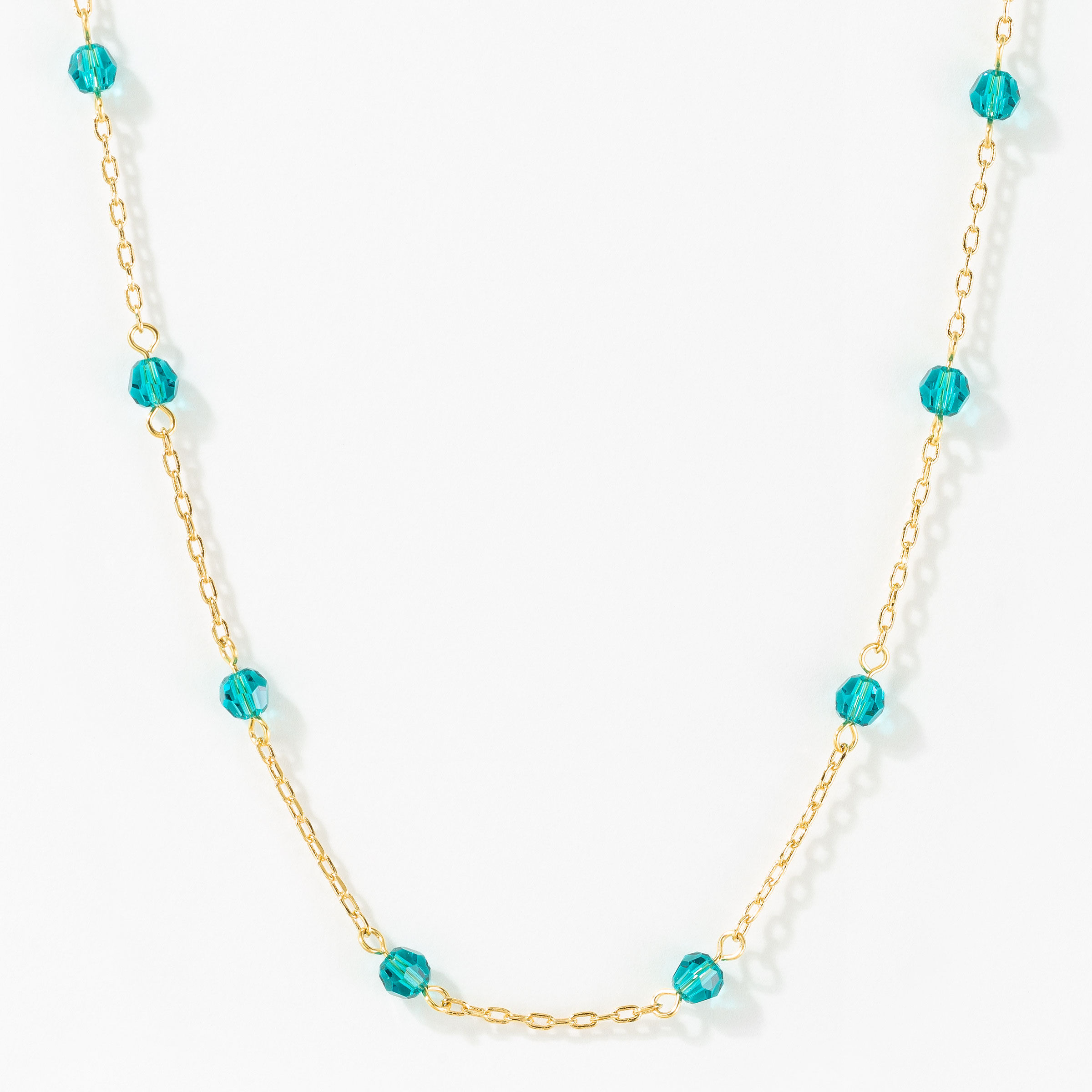 Happy Go Lucky Necklace, Golden Blue