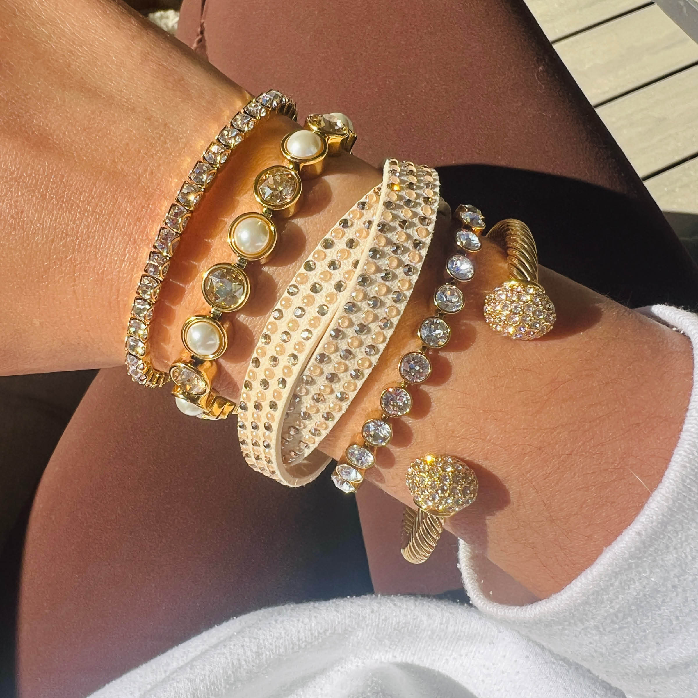 Golden Crystal Stretch Bracelet — view 2