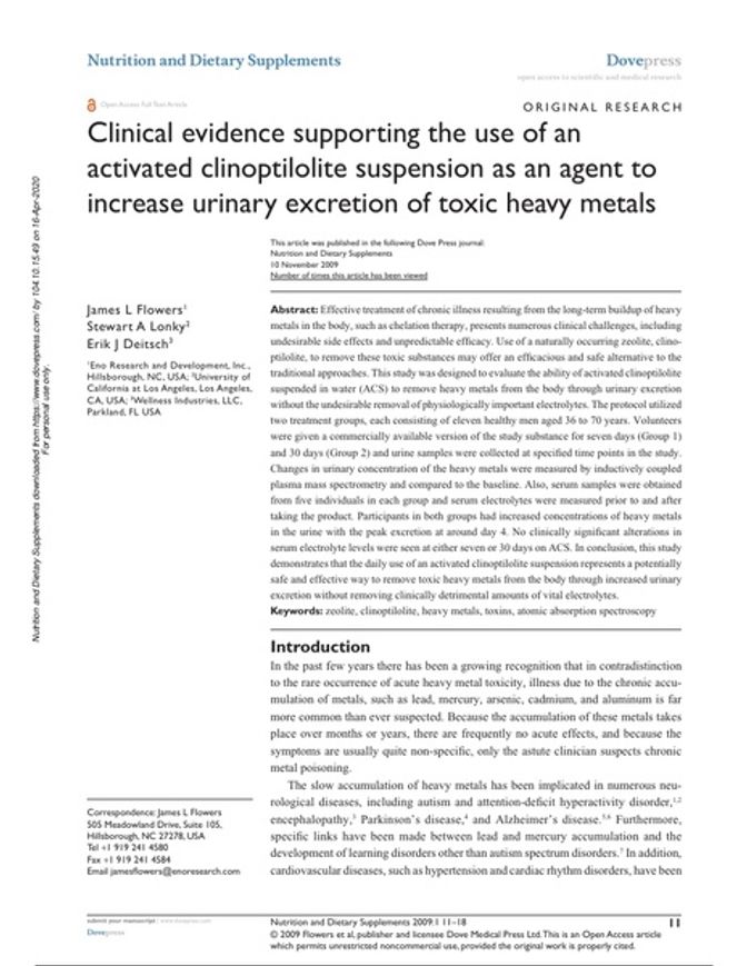 Peer Reviewed study on Zeolite in Cell Defender