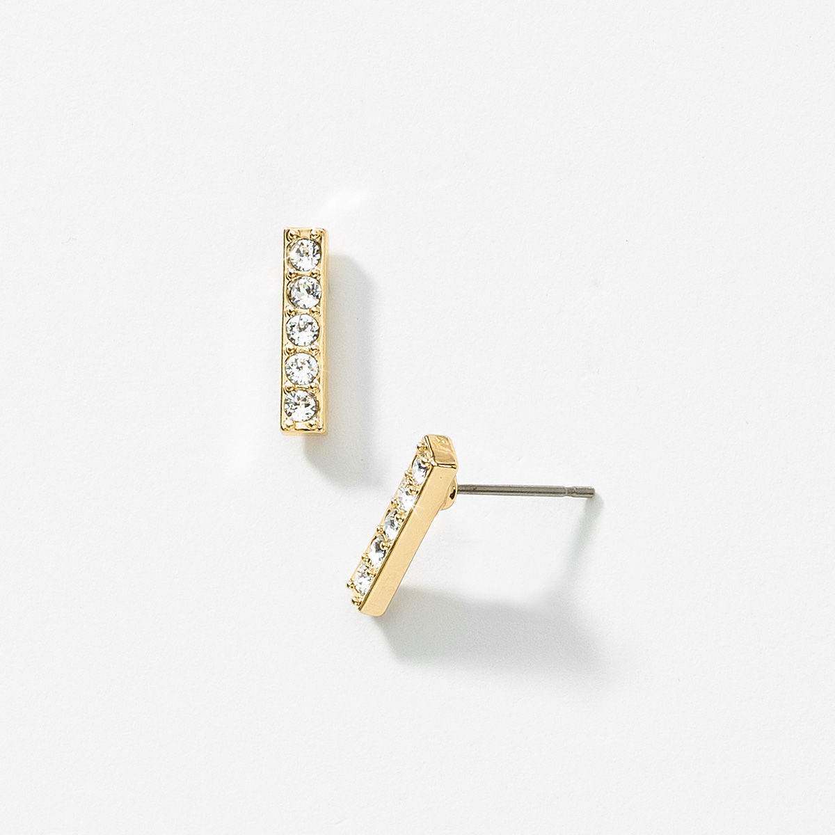 Pavé Bar Earrings, Gold