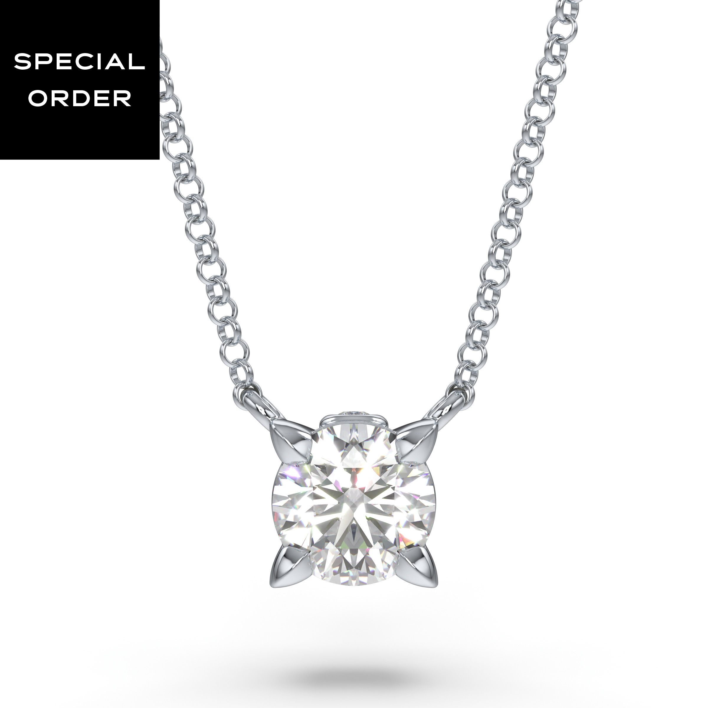 Eternity Solitaire Pendant, Lab-Grown Diamonds, .50 ct tw, Round, 14K White Gold
