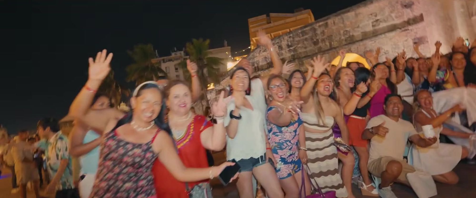 FWP ambassadors celebrating together at night in Cartagena