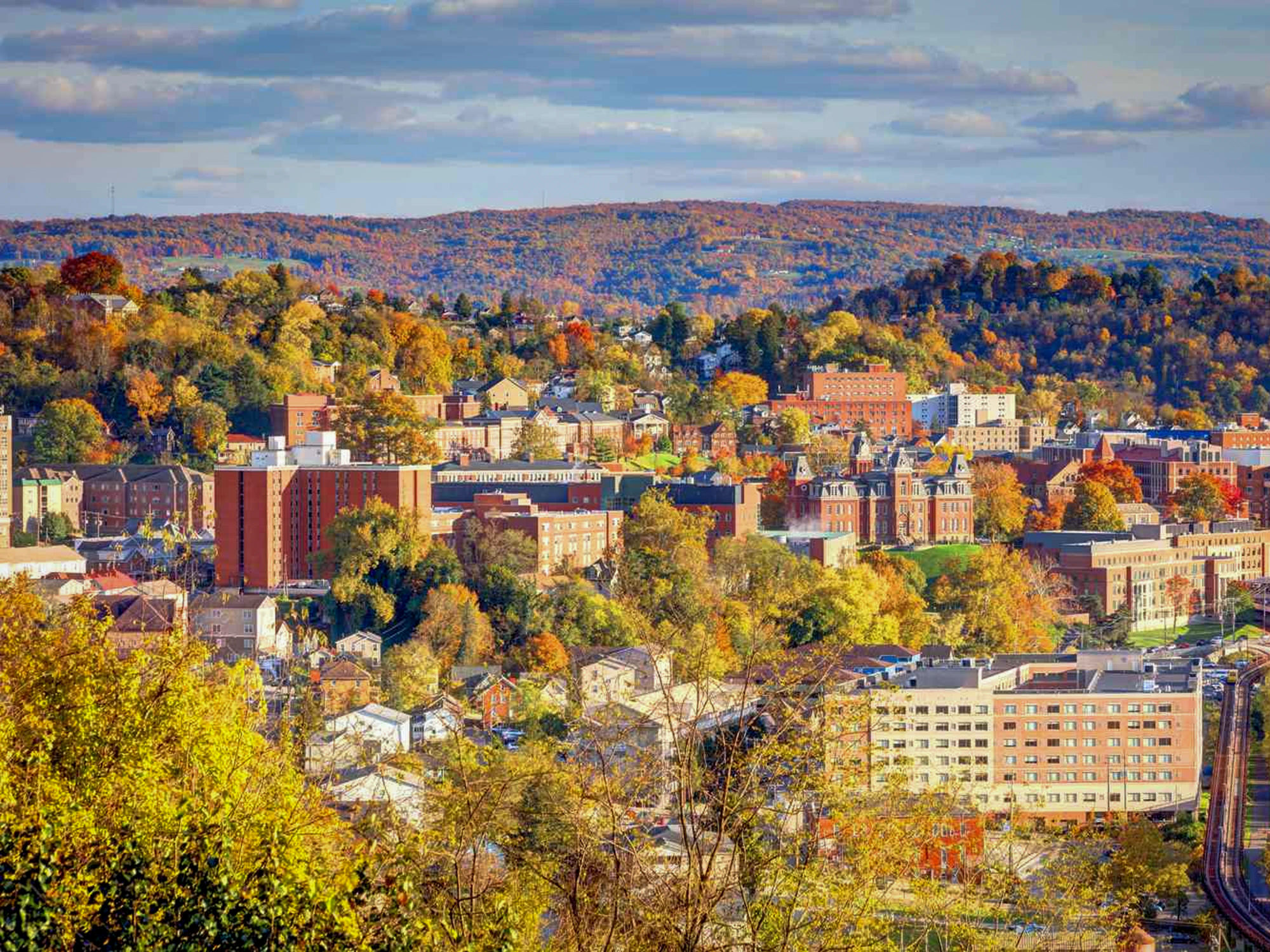 Morgantown, West Virginia, among the autumn hills
