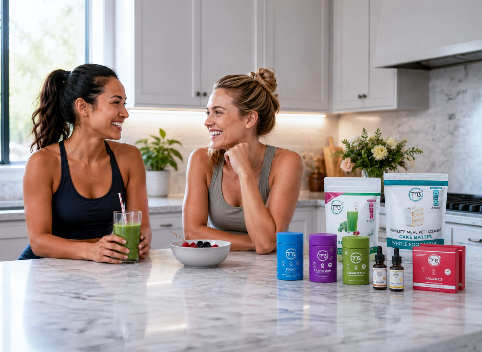 Two TM3 members sharing a Green Smoothie