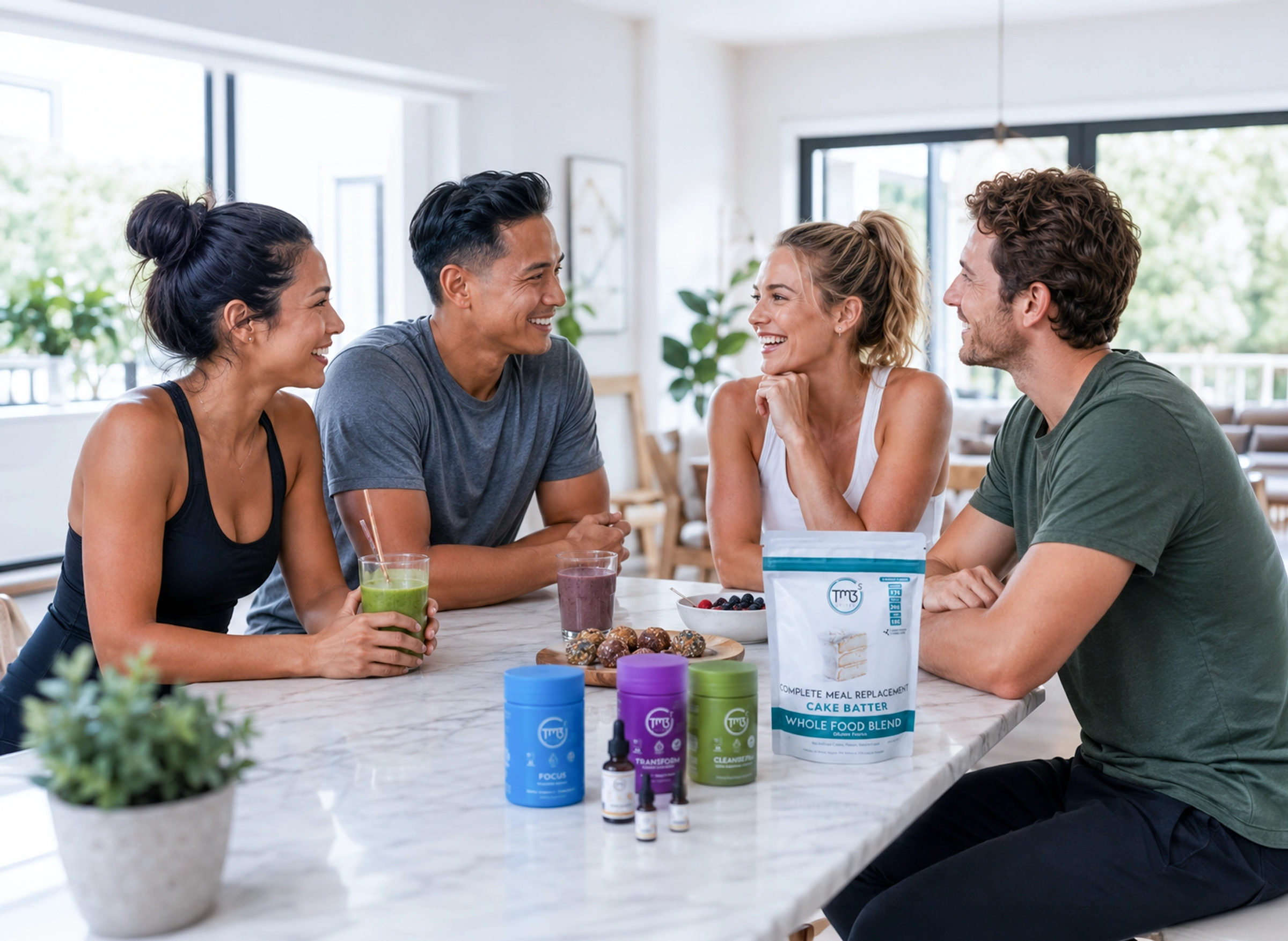 TM3 United members together around a kitchen table