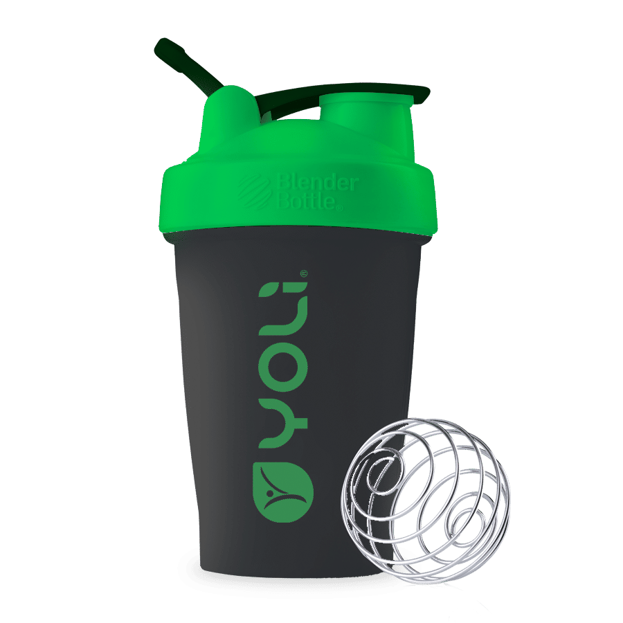 20 ounce Black Classic Blender Bottle with Green Yoli Logo