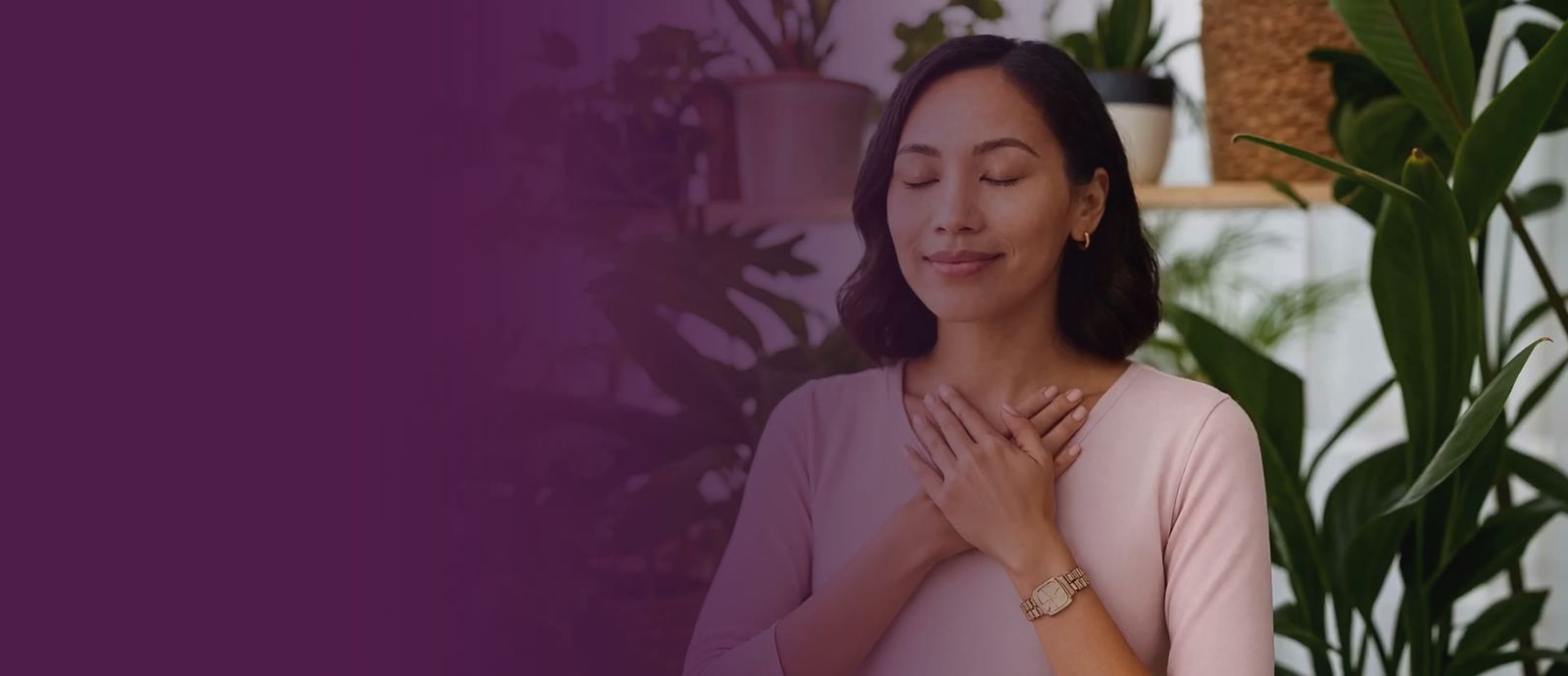 Women practicing breathing, hydration, and yoga in calm, sunlit spaces