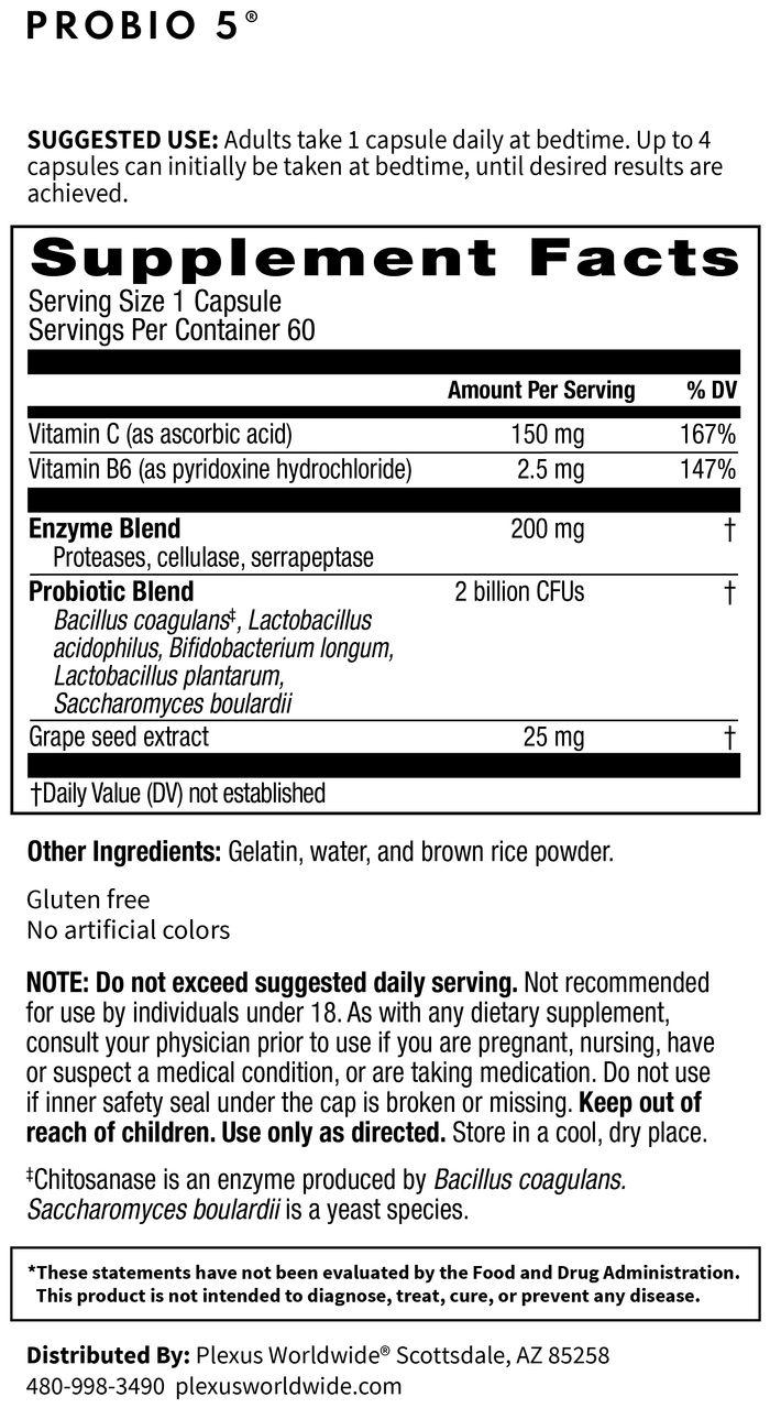 ProBio 5 product label with Supplement Facts