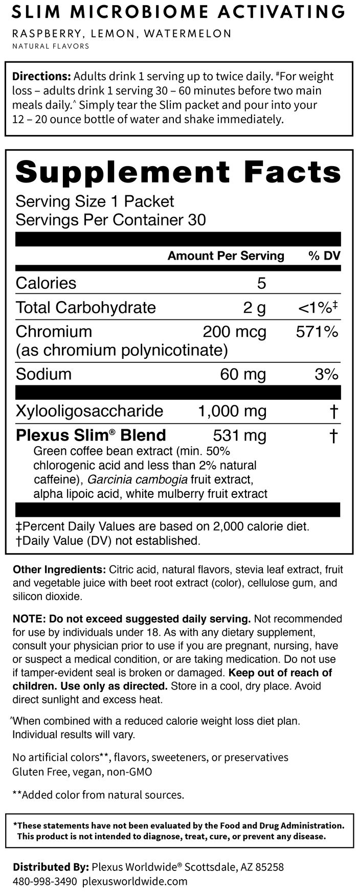 Slim Microbiome Activating Raspberry Lemon Watermelon bag label