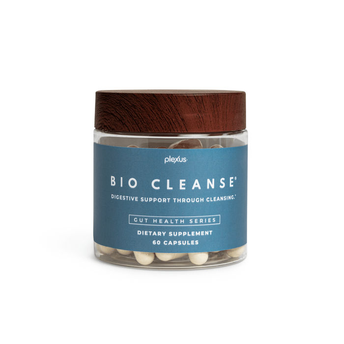 A bottle of Plexus Bio Cleanse. The full label, with Supplement Facts, is on the product page.