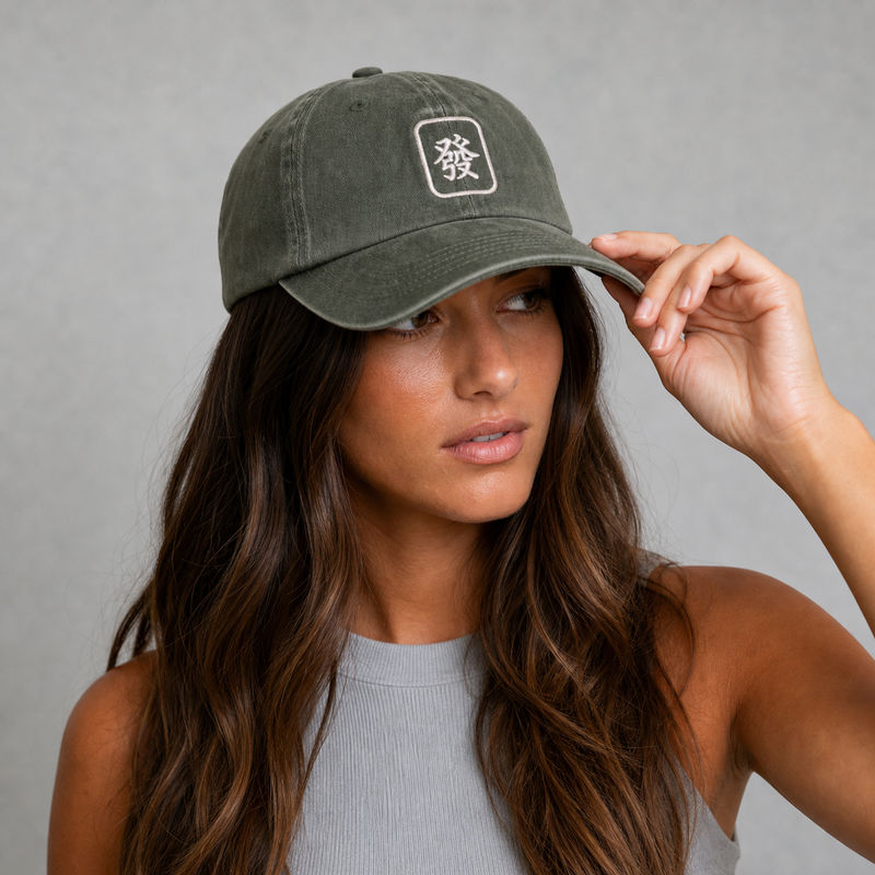 Prosperity Tile Washed Dad Cap, Olive