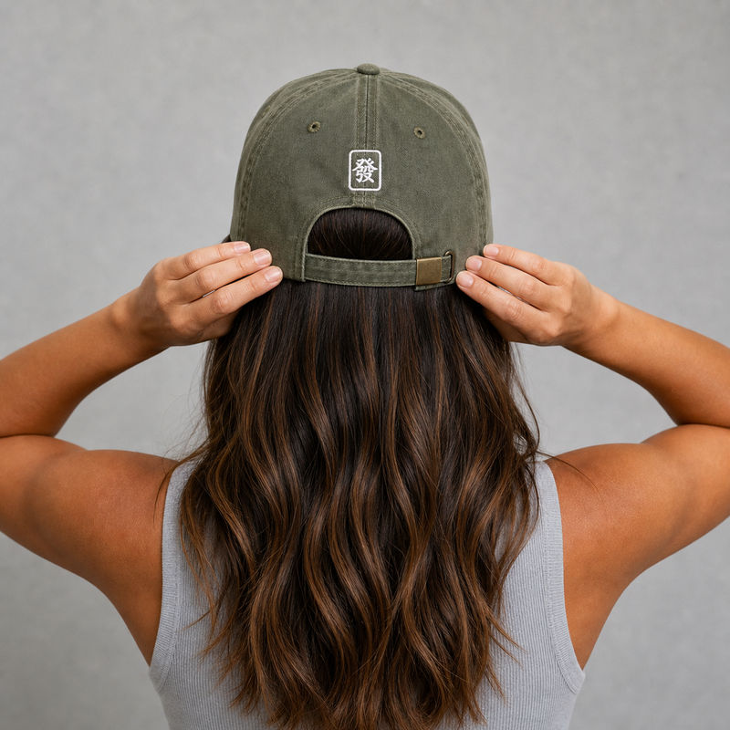 Prosperity Tile Washed Dad Cap, Olive