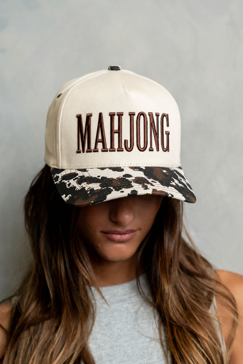 Mahjong Cow-Print Trucker Cap