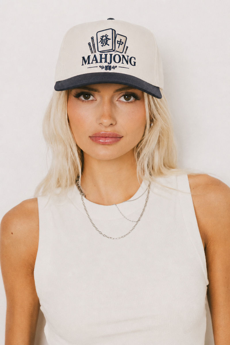 Mahjong Tile Trucker Cap, Navy
