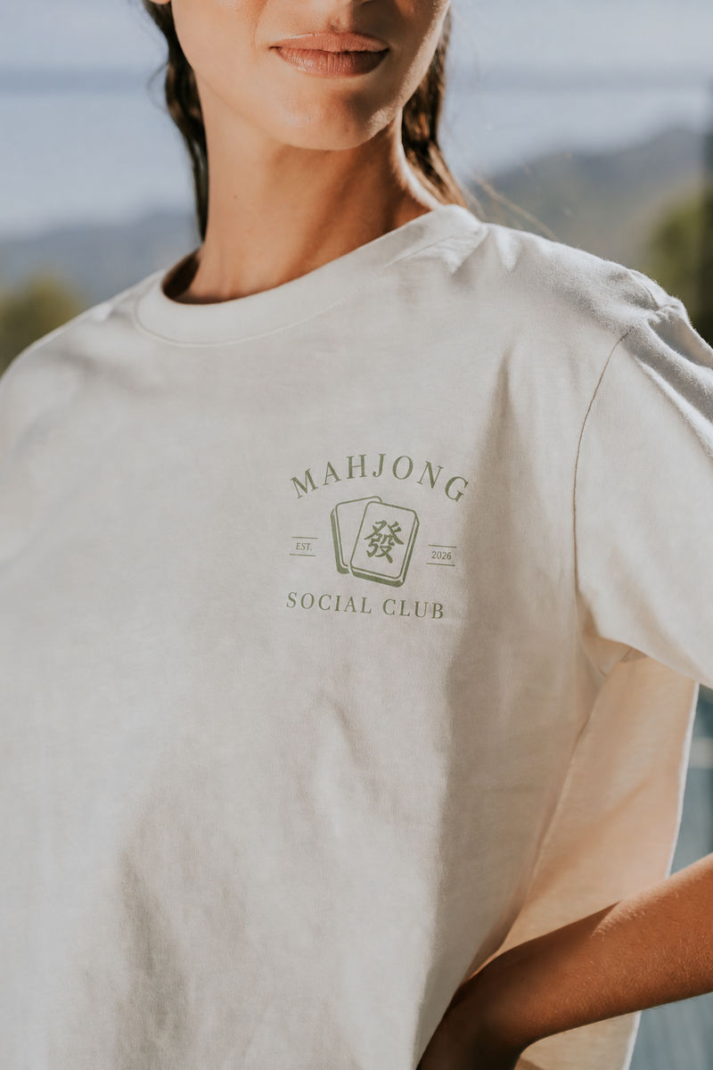 Mahjong Social Club Tee, Oatmeal