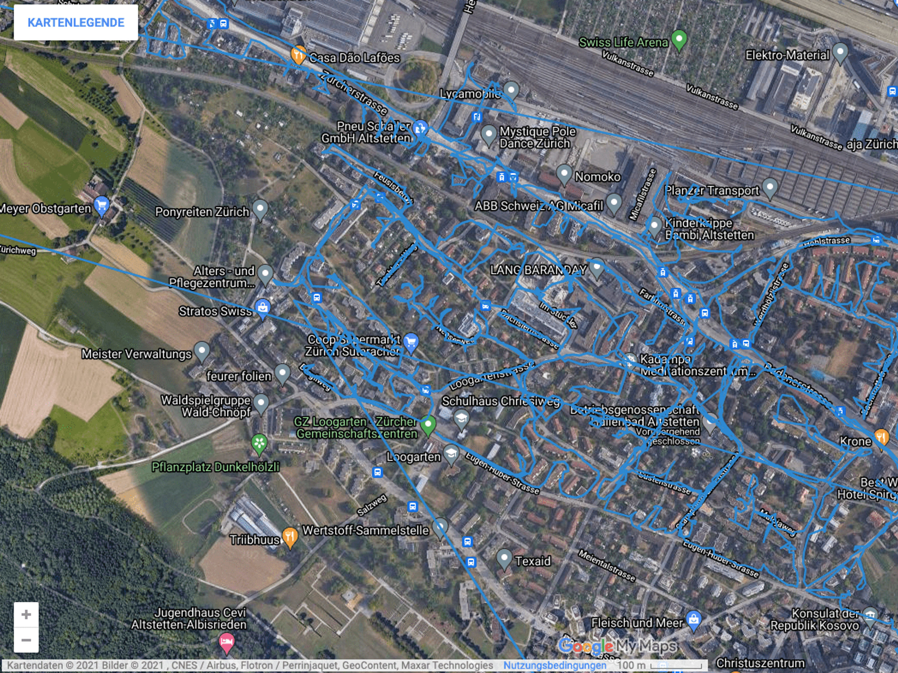 Beispiel GPS Tracking Zürich