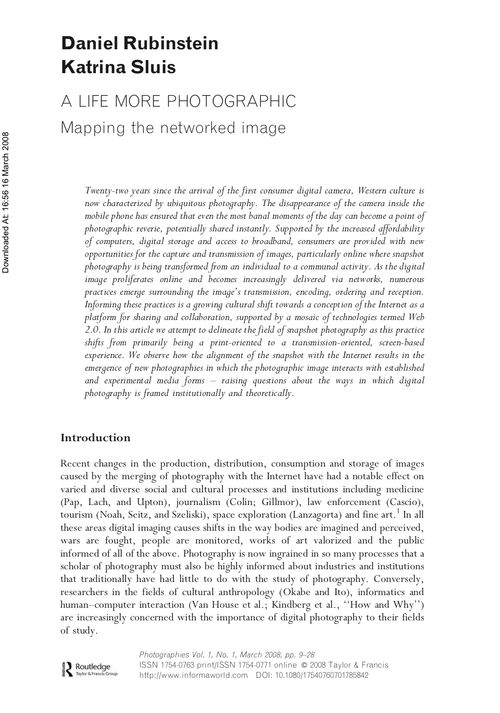 The Networked Image. Daniel Rubinstein & Katrina Sluis, 2008