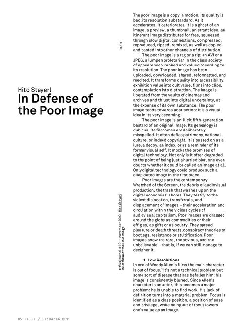 The Poor Image. Hito Steyerl, 2009