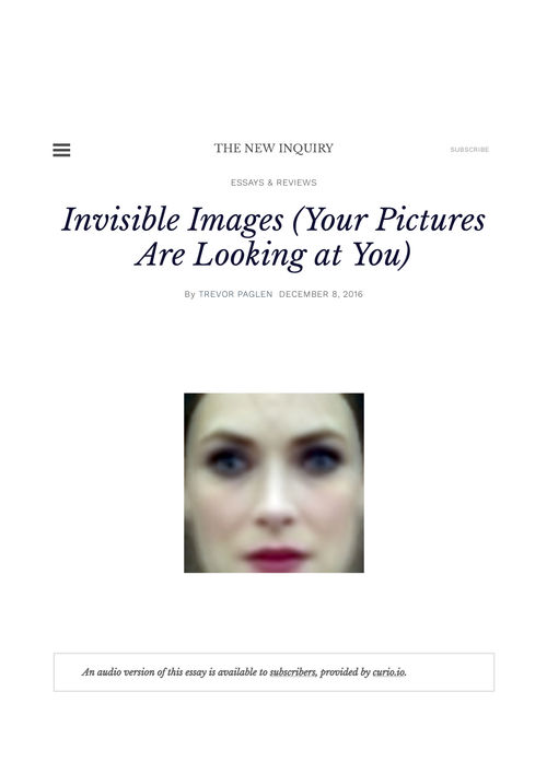 Invisible Images. Trevor Paglen, 2016