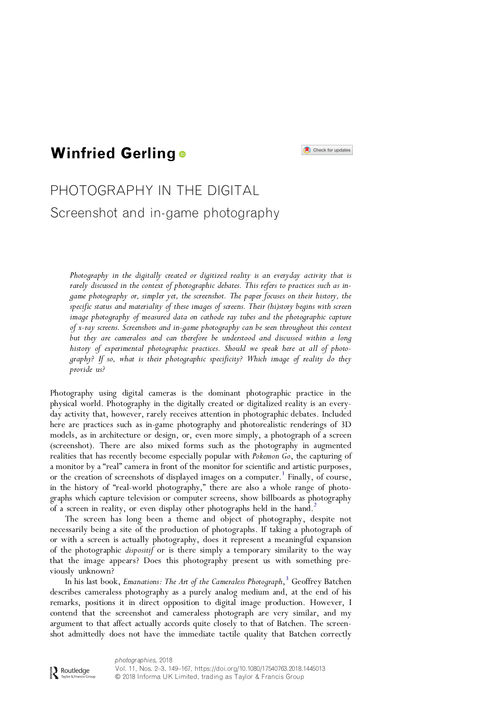 The Screen Image. Winfried Gerling, 2018