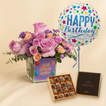 Happy Birthday Purple Rose Set - With Chocolates & Balloon 