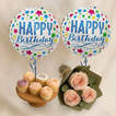 Birthday Festive Cupcake Set With Balloons n Roses