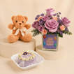 Birthday Elegant Blooms With Mini Cake n Teddy