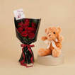 Valentine Red Rose Bouquet n Teddy