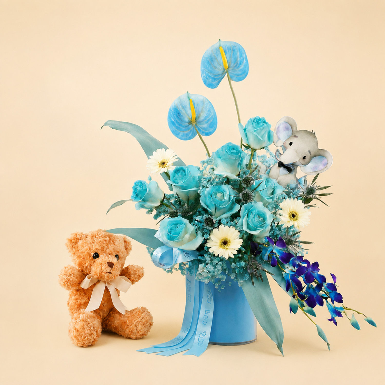 Newborn Gifts | Blue Roses Arrangement